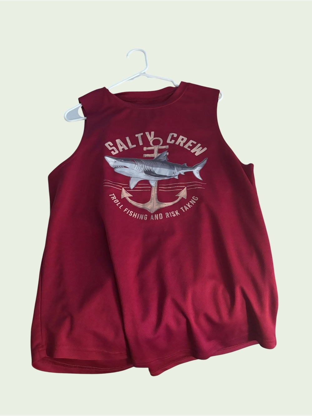 Salty Crew Burgundy Graphic Shark Tank Top